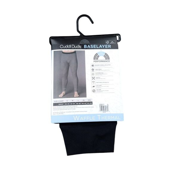 Cuddl Duds Men's Performance Baselayer Black Waffle Thermal Pants Keyhole XL - Picture 2 of 5